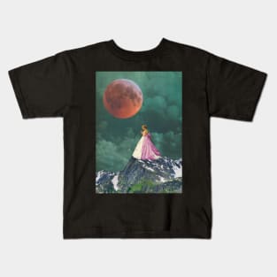 Under the Moon - Vintage Inspired Collage Illustration Kids T-Shirt